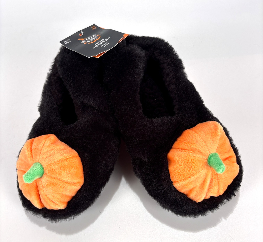 NWT Halloween Pumpkin Slippers Gripers Womens S/M 5/7 Socks Child 5 6 7